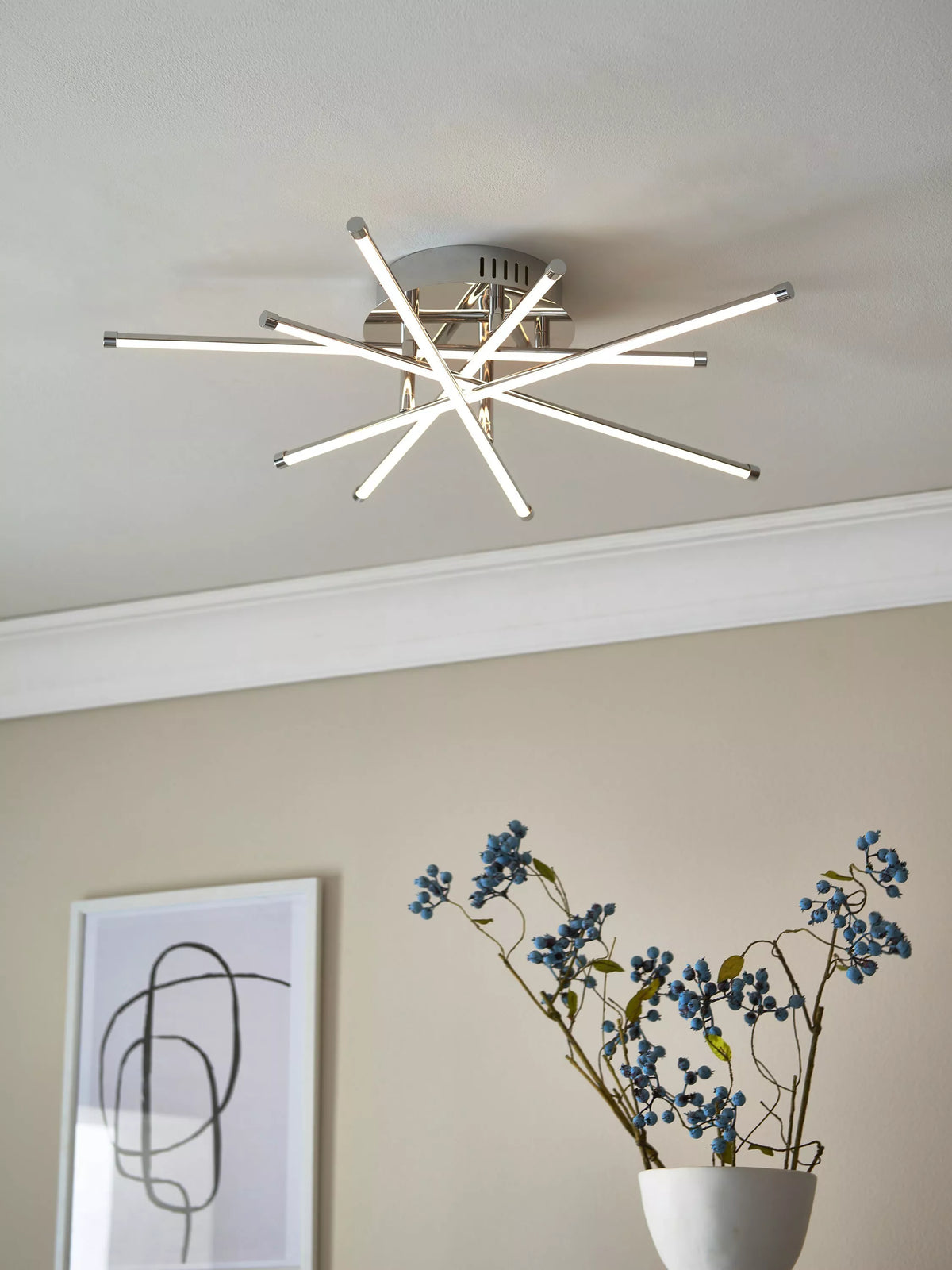 John Lewis Nest LED Semi Flush Ceiling Light, Chrome