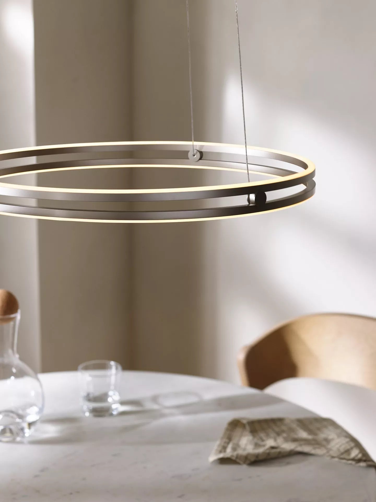 John Lewis No.209 LED Double Hoop Dimmable Ceiling Light - Matt Nickel