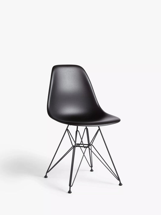 Vitra Eames RE DSR Plastic Side Chair - Deep Black / Black