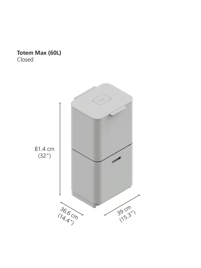 Joseph Joseph Intelligent Waste Totem Compact Bin, 60L, Stone