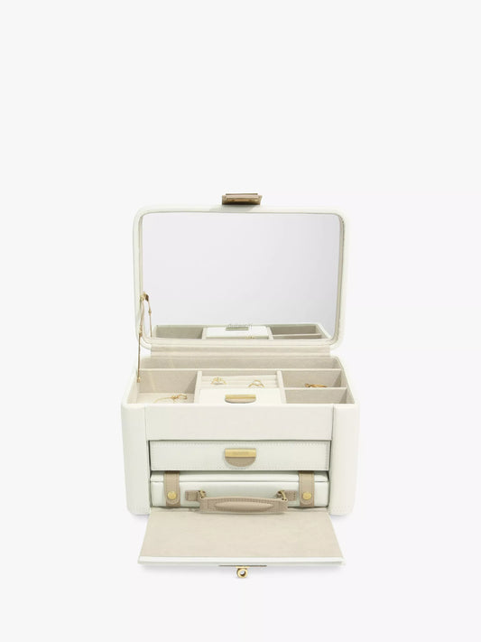Dulwich Designs Belgravia Leather Jewellery Box, Cream