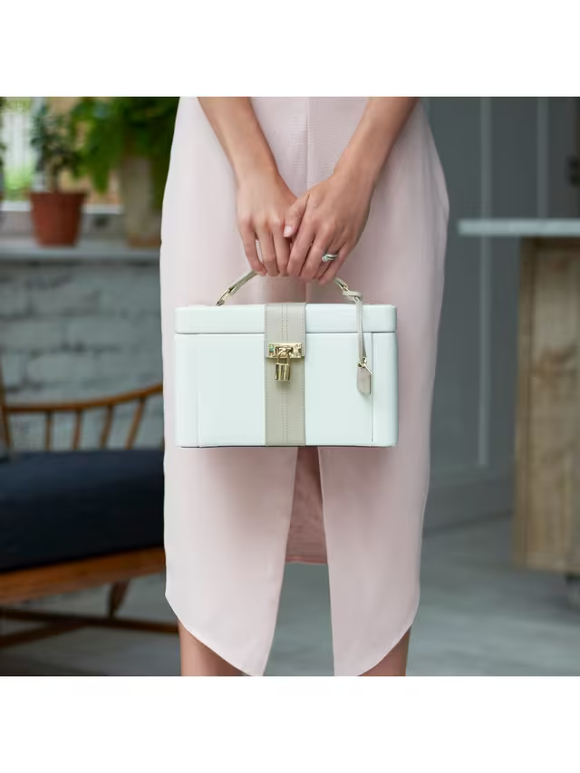 Dulwich Designs Belgravia Leather Jewellery Box, Cream