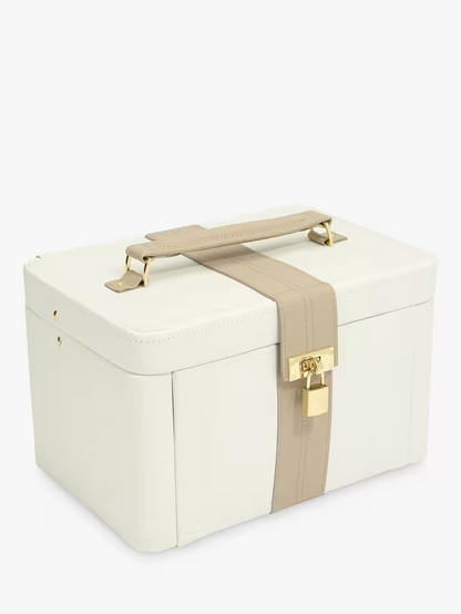 Dulwich Designs Belgravia Leather Jewellery Box, Cream