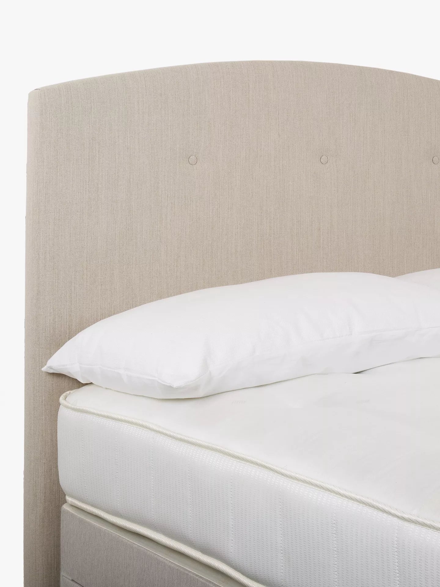 John Lewis Grace Full Depth Upholstered Headboard, Super King Size, Cotton Effect Beige