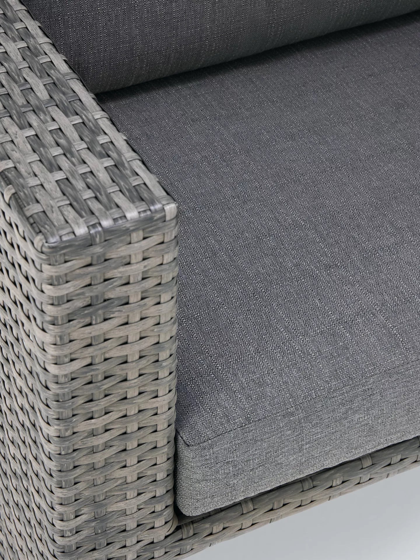 John Lewis Alora Cube 6-Seater Garden Dining Table, Sofas & Stools Set, Brown/Grey