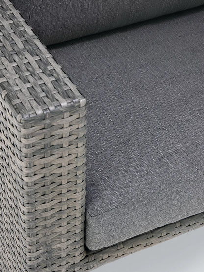 John Lewis Alora Cube 6-Seater Garden Dining Table, Sofas & Stools Set, Brown/Grey