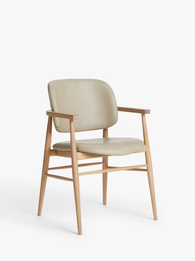 John Lewis Frame Leather Office Dining Chair Natural Oak