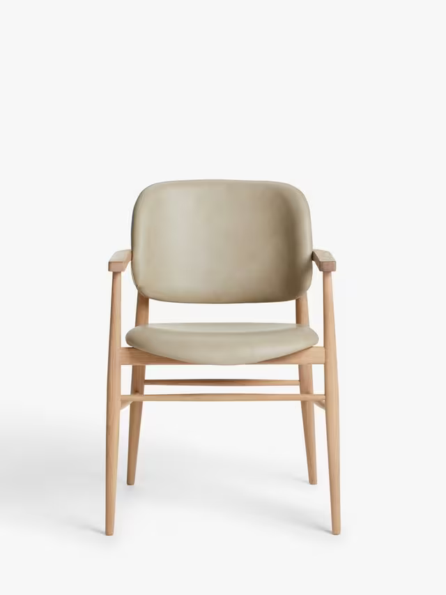 John Lewis Frame Leather Office Dining Chair Natural Oak