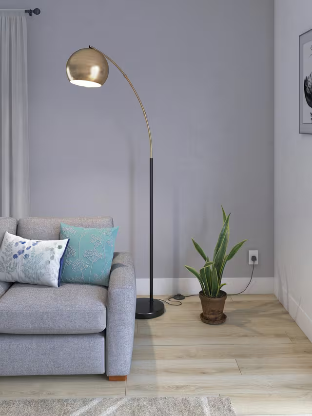 John Lewis Hector Floor Lamp, Antique Brass/Black