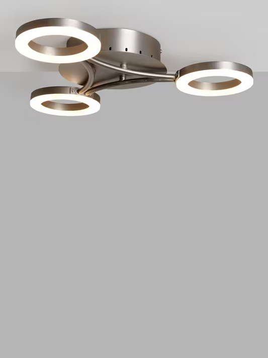 John Lewis Boyd LED 3 Arm Semi Flush Ceiling Light, Matt Nickel