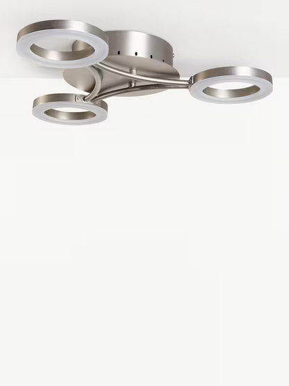 John Lewis Boyd LED 3 Arm Semi Flush Ceiling Light, Matt Nickel