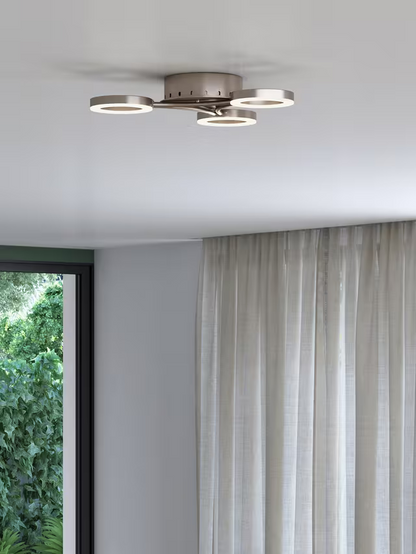 John Lewis Boyd LED 3 Arm Semi Flush Ceiling Light, Matt Nickel