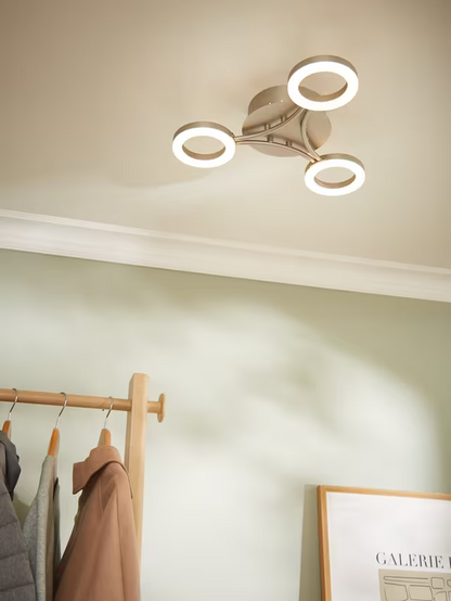 John Lewis Boyd LED 3 Arm Semi Flush Ceiling Light, Matt Nickel