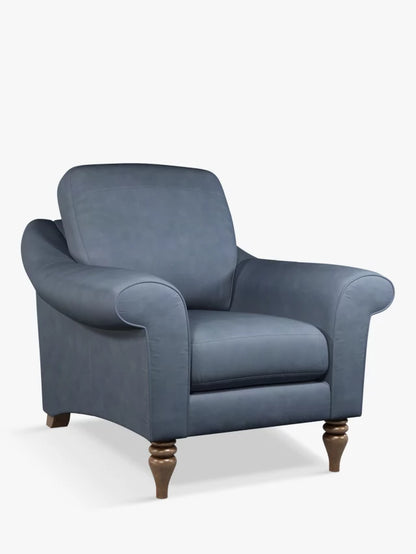 John Lewis Camber Leather Armchair, Dark Leg, Soft Touch Blue