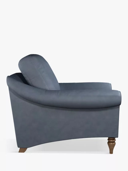 John Lewis Camber Leather Armchair, Dark Leg, Soft Touch Blue