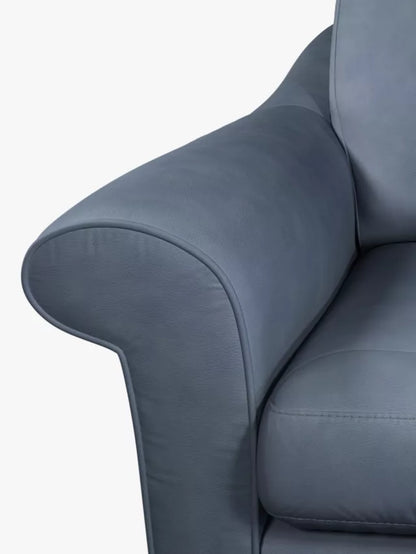 John Lewis Camber Leather Armchair, Dark Leg, Soft Touch Blue