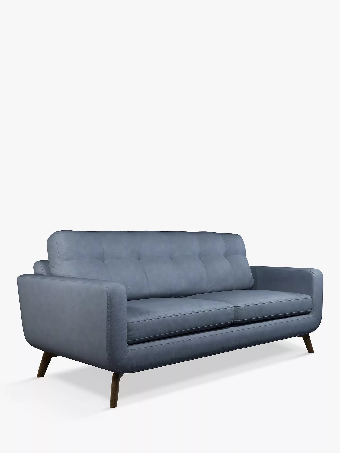 John Lewis Barbican Large 3 Seater Leather Sofa, Dark Leg, Soft Touch Blue