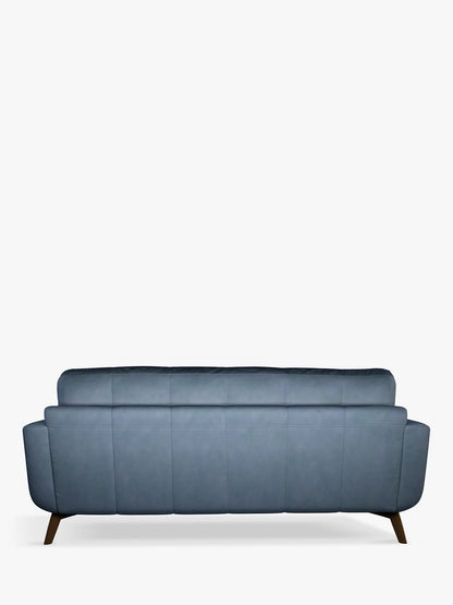 John Lewis Barbican Large 3 Seater Leather Sofa, Dark Leg, Soft Touch Blue