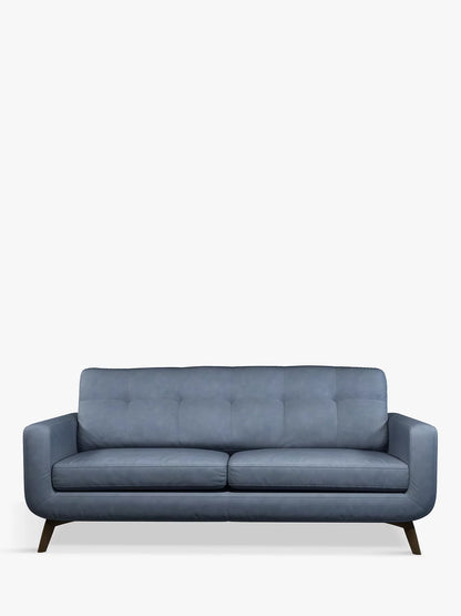 John Lewis Barbican Large 3 Seater Leather Sofa, Dark Leg, Soft Touch Blue