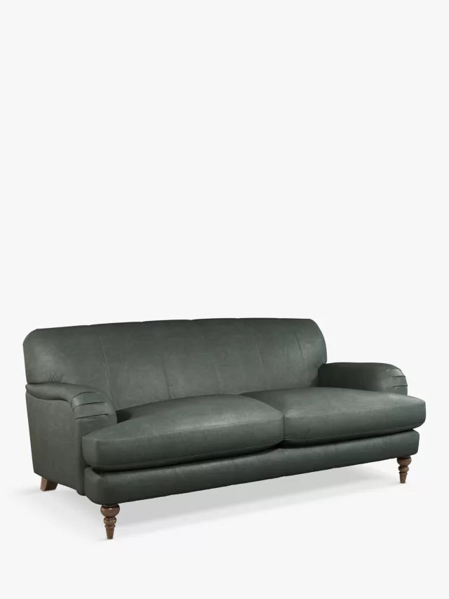 John Lewis Harrogate High Back 2 Seater Leather Sofa, Dark Leg