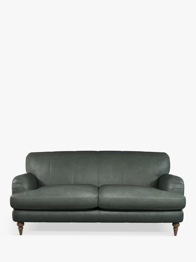 John Lewis Harrogate High Back 2 Seater Leather Sofa, Dark Leg