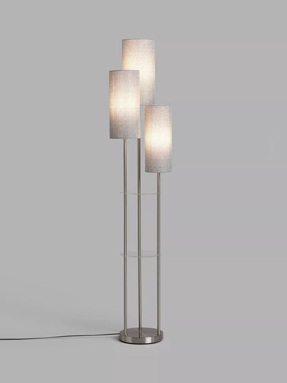 John Lewis Cluster Trio Shelf Floor Lamp, Brushed Steel