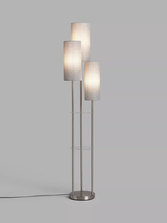 John Lewis Cluster Trio Shelf Floor Lamp, Brushed Steel
