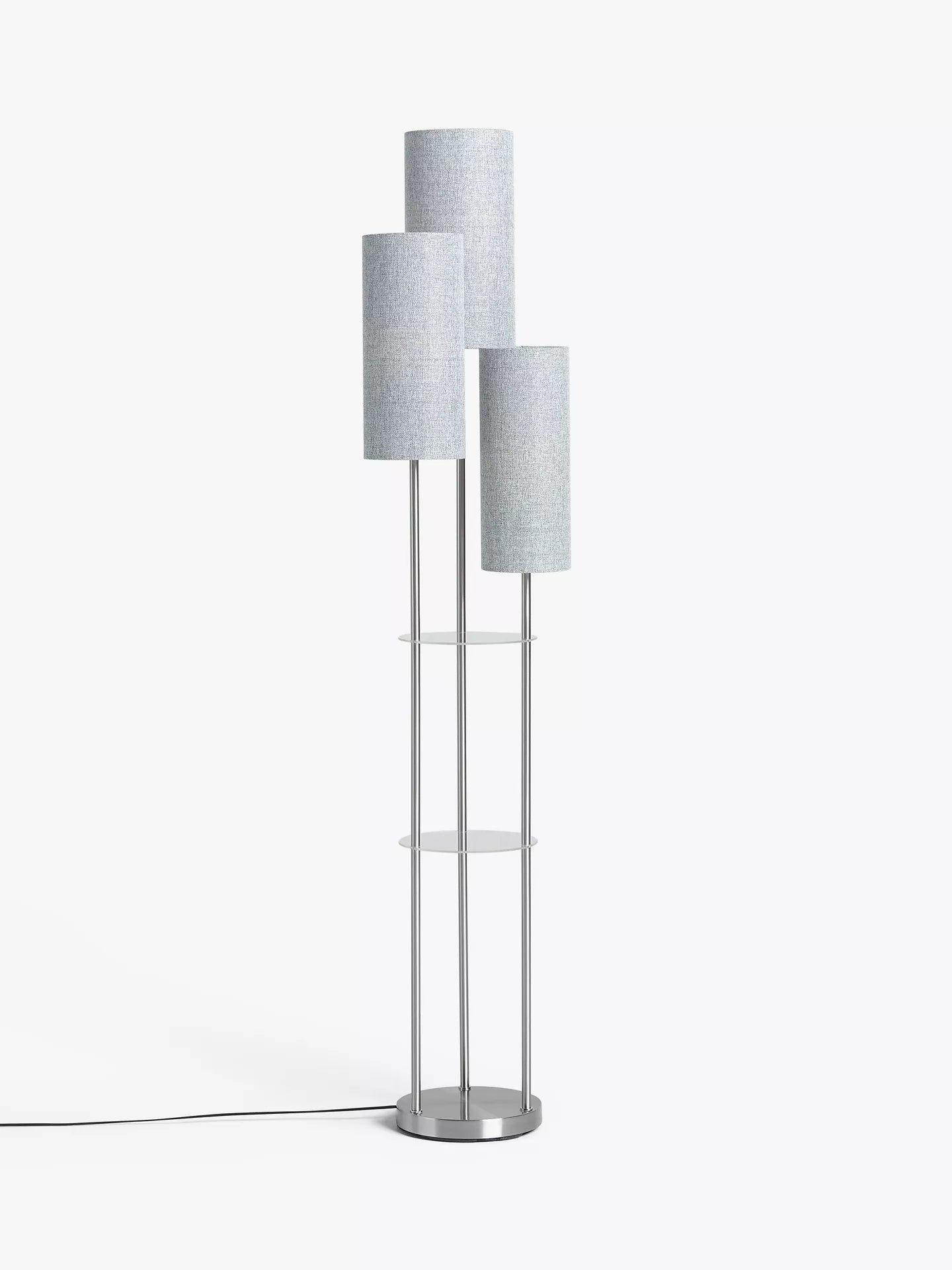 John Lewis Cluster Trio Shelf Floor Lamp, Brushed Steel