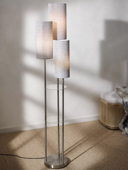 John Lewis Cluster Trio Shelf Floor Lamp, Brushed Steel