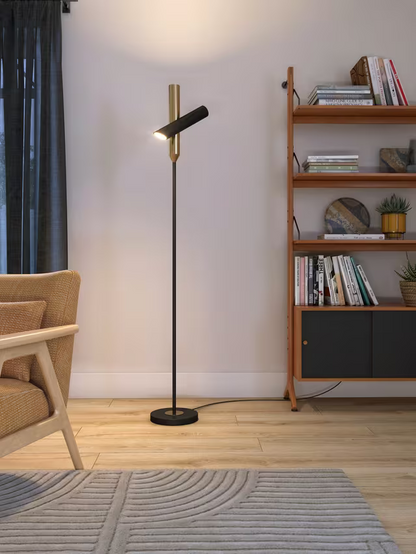 John Lewis Swivel LED Uplighter Floor Lamp, Black/Brass