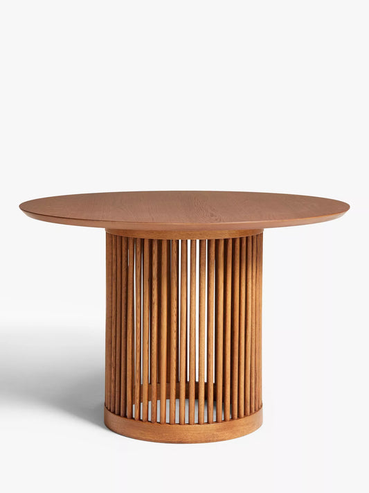 John Lewis Trestle 4 Seater Round Dining Table, Dark Oak