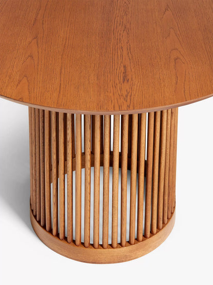 John Lewis Trestle 4 Seater Round Dining Table, Dark Oak