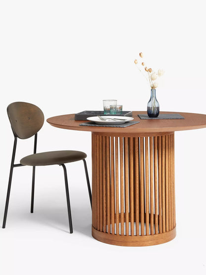 John Lewis Trestle 4 Seater Round Dining Table, Dark Oak