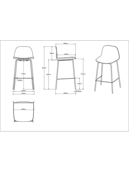 John Lewis Whitby Bar Stool, Set of 2, Black