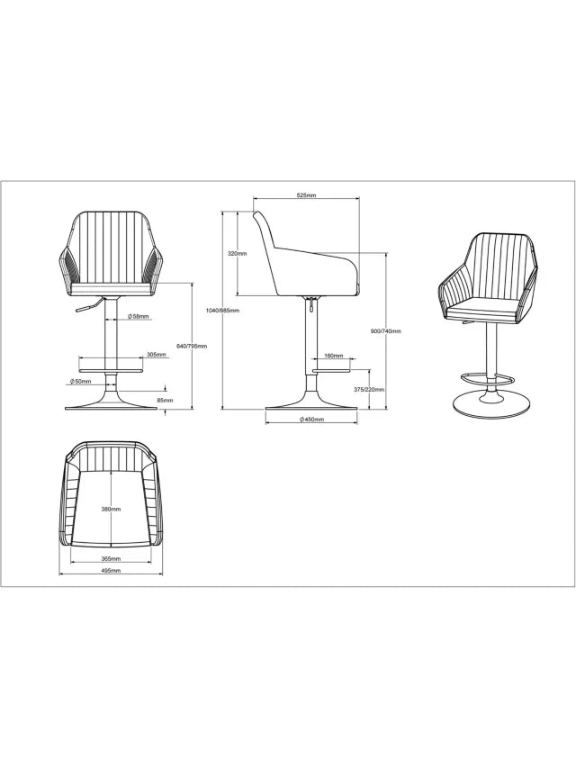 John Lewis Brooks Gas Lift Adjustable Bar Chairs Mocha