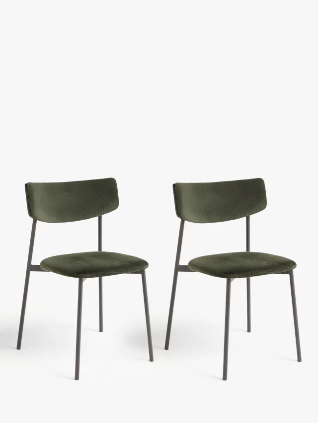 John Lewis ANYDAY Motion Corduroy Upholstered Dining Chairs, Set of 2, Green