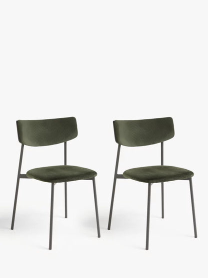 John Lewis ANYDAY Motion Corduroy Upholstered Dining Chairs, Set of 2, Green
