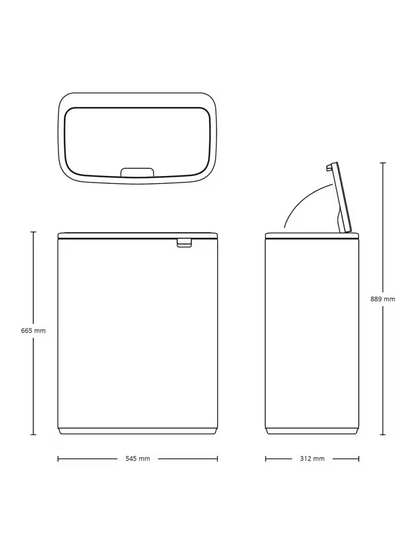 Brabantia Bo Touch Bin, Platinum, 60L