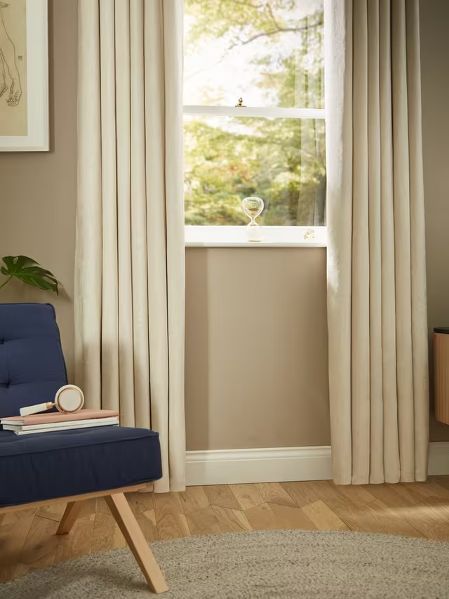 John Lewis Chenille Pair Blackout/Thermal Lined Eyelet Curtains, Oyster, W167 x Drop 228cm