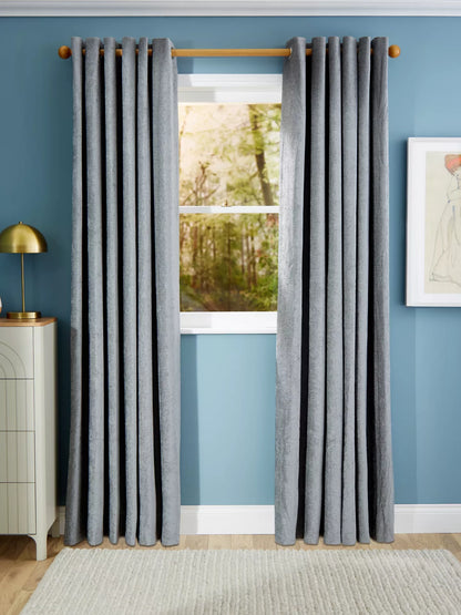John Lewis Chenille Pair Blackout/Thermal Lined Eyelet Curtains, Storm, W167 x D228