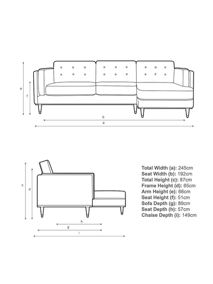 John Lewis + Swoon Lyon RHF Chaise End Sofa, Grey Cotton