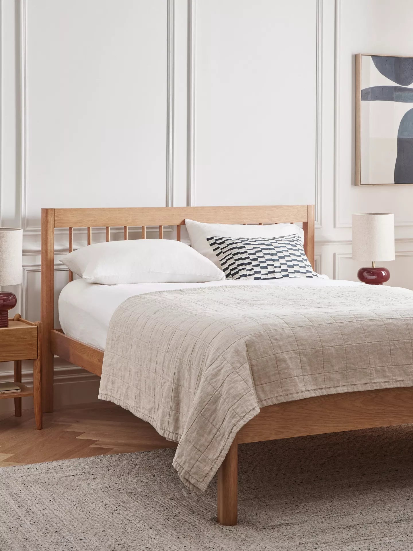 John Lewis Spindle Bed Frame King Natural Oak