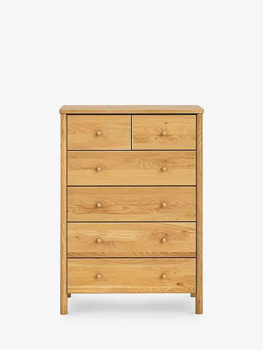John Lewis Spindle 6 Drawer Chest, Oak