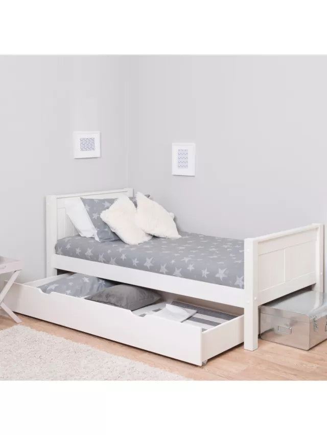 John Lewis Stompa Classic Child Compliant Bed Frame with Trundle Drawer, Single, White