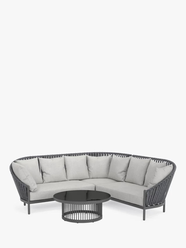 John Lewis Chunky Weave 5-Seater Garden Corner Sofa, Grey