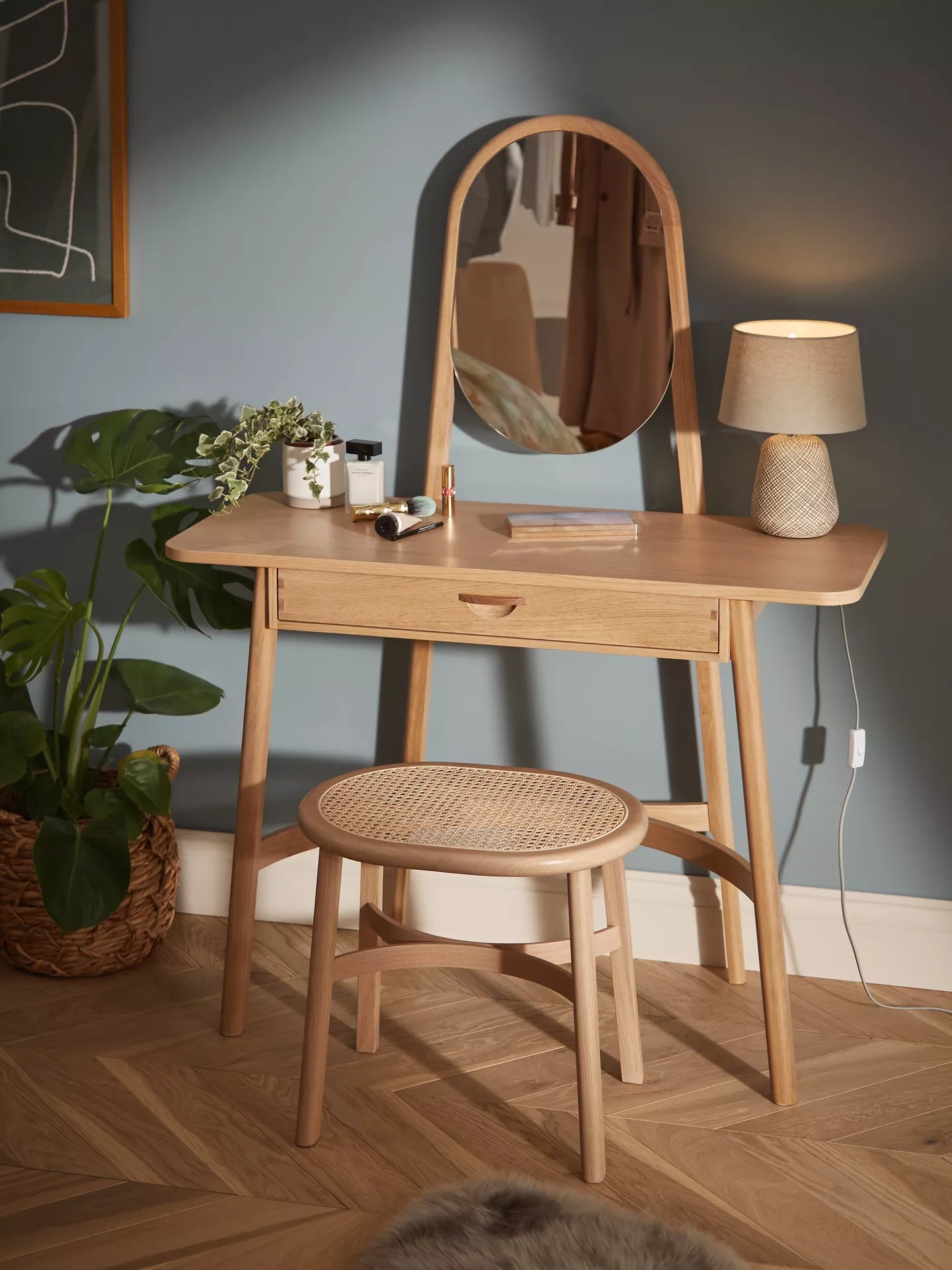 John Lewis Rattan Dressing Table and Mirror