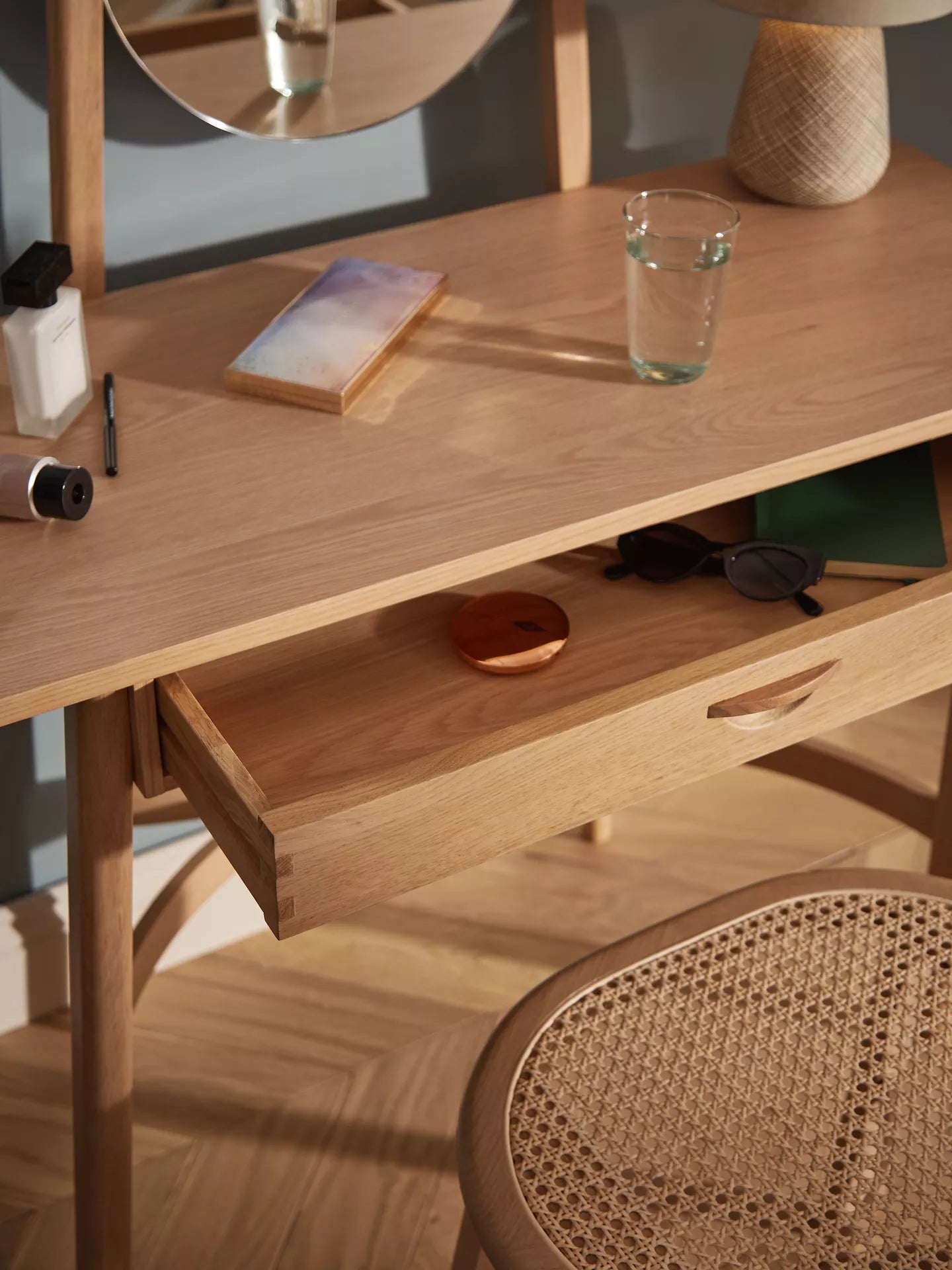 John Lewis Rattan Dressing Table and Mirror