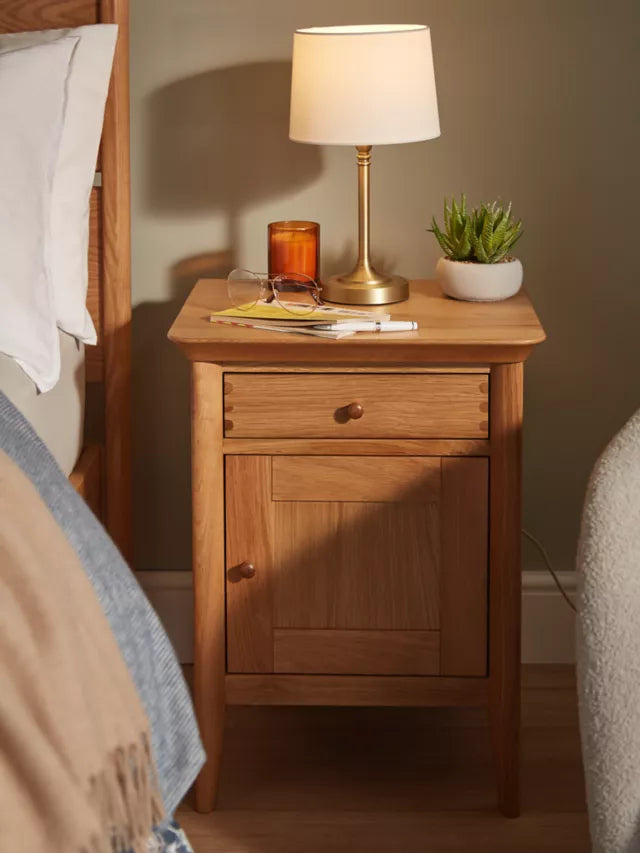 John Lewis Essence 1 Door Bedside Table, Oak