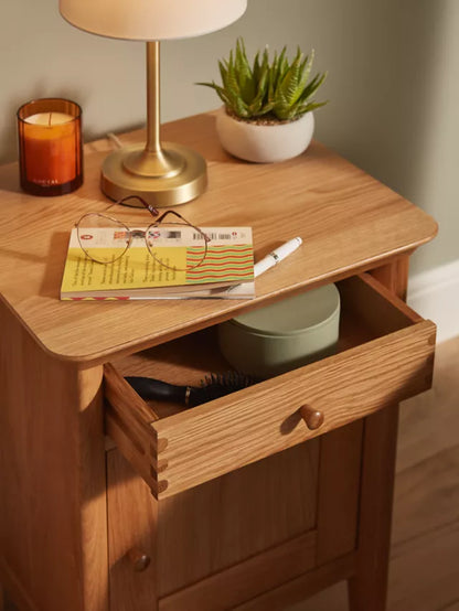 John Lewis Essence 1 Door Bedside Table, Oak