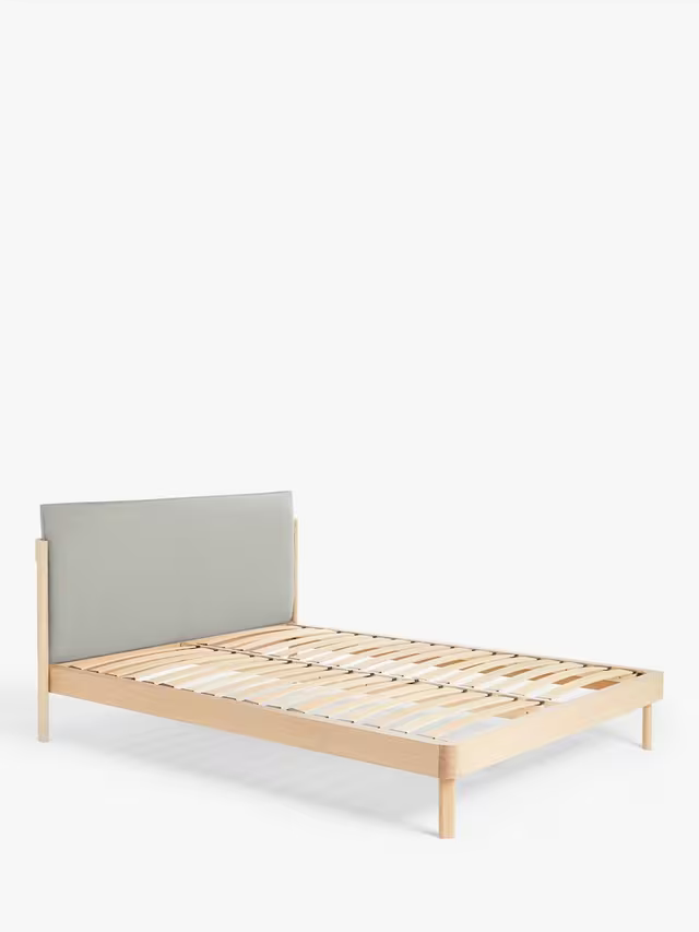 John Lewis Pillow Bed Frame, Double, Natural/Grey
